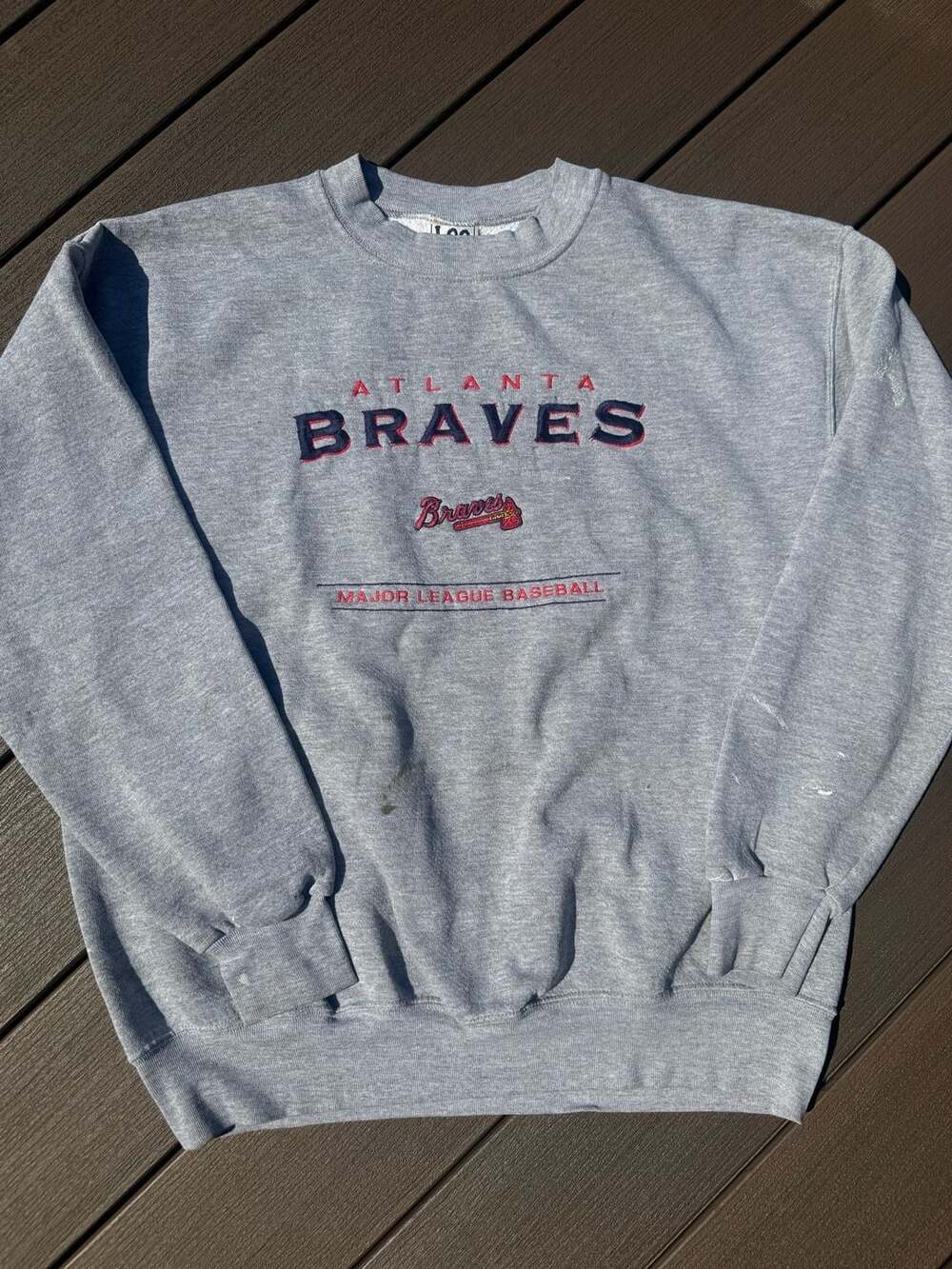 Vintage 90s Lee Sport Atlanta Braves Embroidered MLB Sweatshirt Heather Gray XL